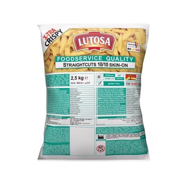 Pommesfrites X-Tra Crispy SKIN ON 10/10 3/8 4 x 2,5kg (x72)LUTOSA glutenfrei