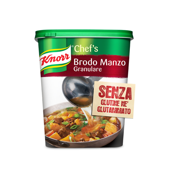 Condimento per minestre Knorr BRODO DI MANZO per zuppa di manzo granulare 1kgx6 senza glutine, senza glutammato (L.9) cod.68684057