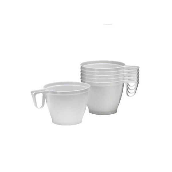 Becher Tassen Plastik fuer Kaffee 100cc (Espresso) 50 St. mit Henkel 