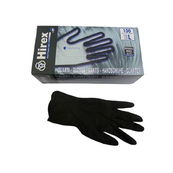 Handschuhe HIREX Premium Lattex schwarz L 8-8,5 100St x 10 Einweg (COVID)