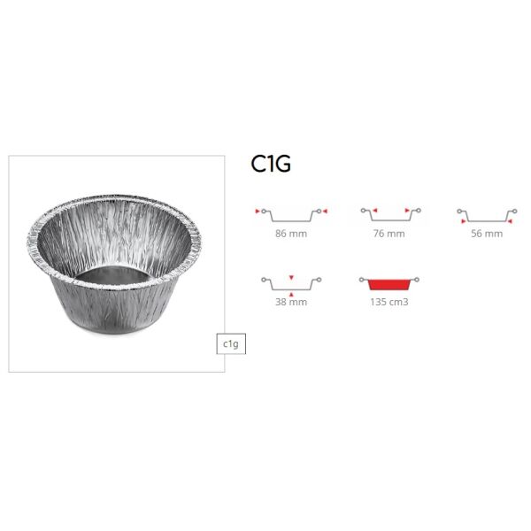 Behaelter Alu C1G CONTITAL (Muffins) antihaft 135ml 100Stx48 (39mm tief, Durchm: 86mm) (L.4)