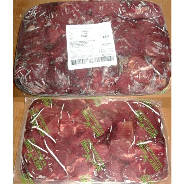 Gulasch di cervo congelato WueRFEL (30-40gr) 2,5kg x 2 (pronto per la cottura)