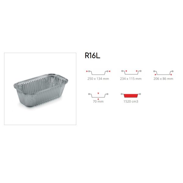 Contenitore alu R16L 1520ml 100pzx8 234mmx115mm (70mm basso) cod.P0753CO