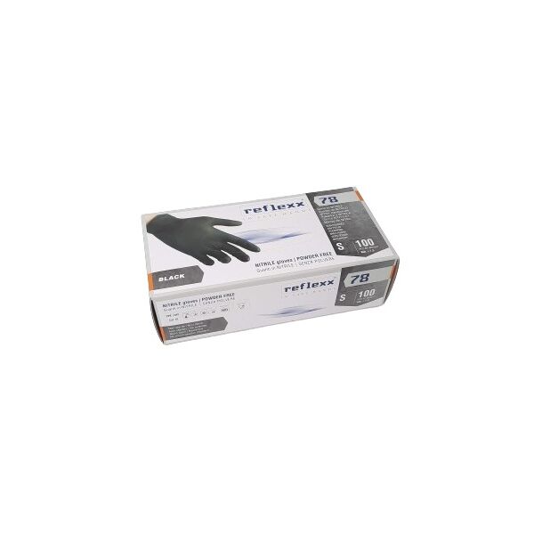 Guanti nitril Reflexx neri S 6-6,5 100pz x10 monouso