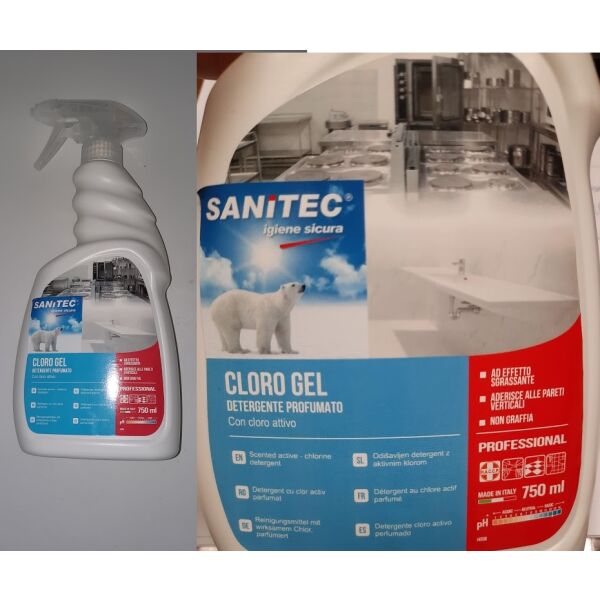 Putzm. CLORO GEL Entfetter parfuemiert SANITEC HACCP 750ml x 6 mit Spruehaufsatz