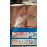 Behaelter Rechteckig PET mit Deckel A2 375cc 100St x 5 (L.4)