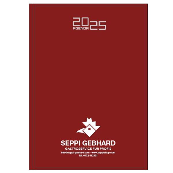 Buchkalender "SEPPI" 17x24cm 384 Blatt wattierter Einschlag Bordeaux cod.100027S
