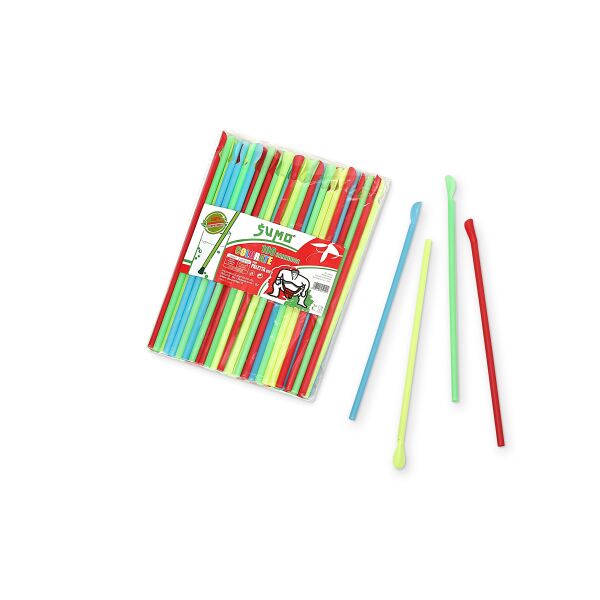 Cannucce con paletta Bio-Ple (compostabili) colorati 20cm 100pz x 50 cod.5040