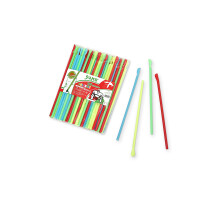 Trinkhalme mit Loeffel Bio-Pla (kompostierbar) bunt 20cm...