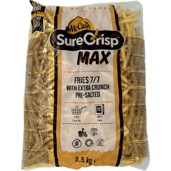 Pommesfrites SURECRISP MAX 7/7 McCain 2,5kg x 4 (x63=Pal) cod.11396